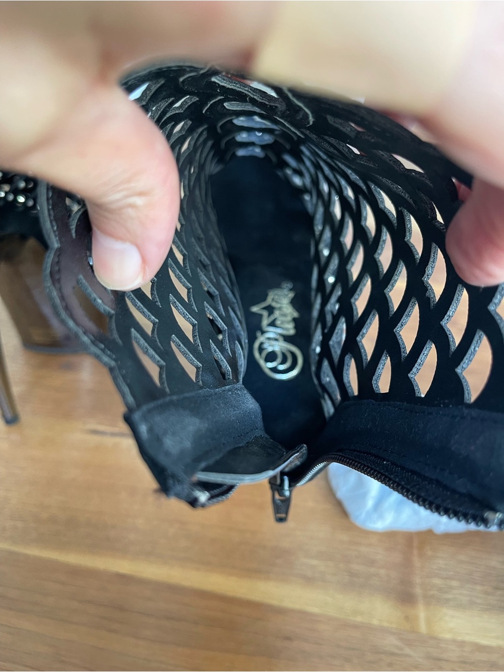 Pleasers Black Cutout Platform High Heel Booties New - Picture 6 of 8